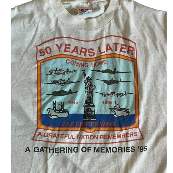 vintage military t shirt XL single stitch white 1995 rare - Picture 4 of 4